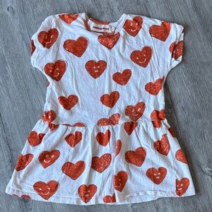 Nadadelazos Red Heart Print White Girls' Dress